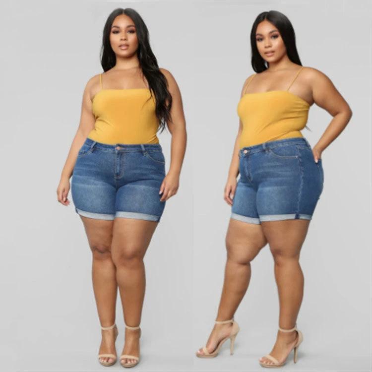 Women'S Plus Size Stretch Denim Shorts by GJG Denim