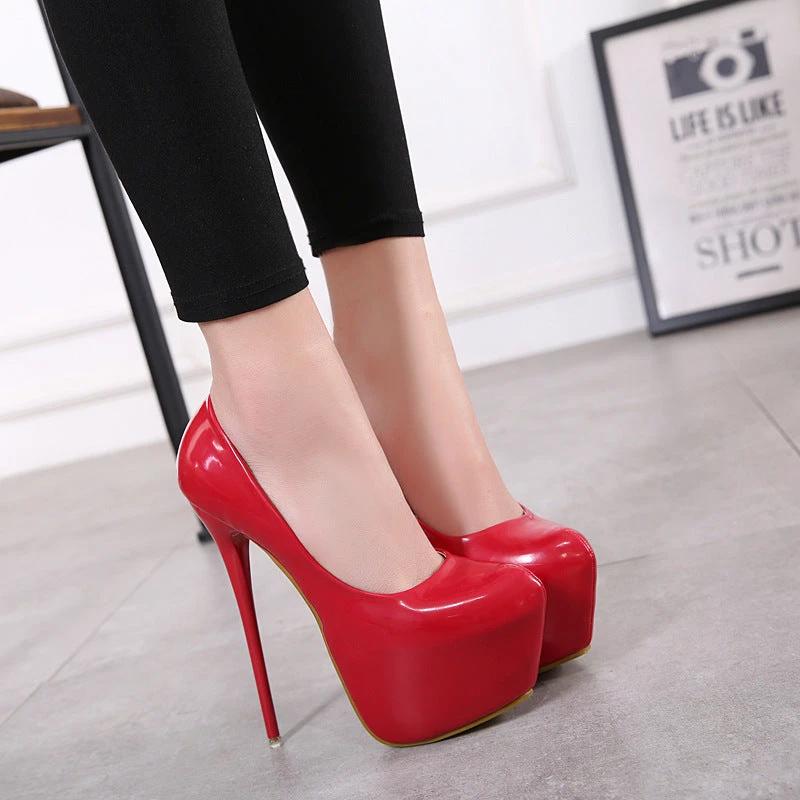 Spring Autumn Sexy Wedding Fetish Round Toe Woman Pumps Platform Very High Heel Pumps by GJG Denim