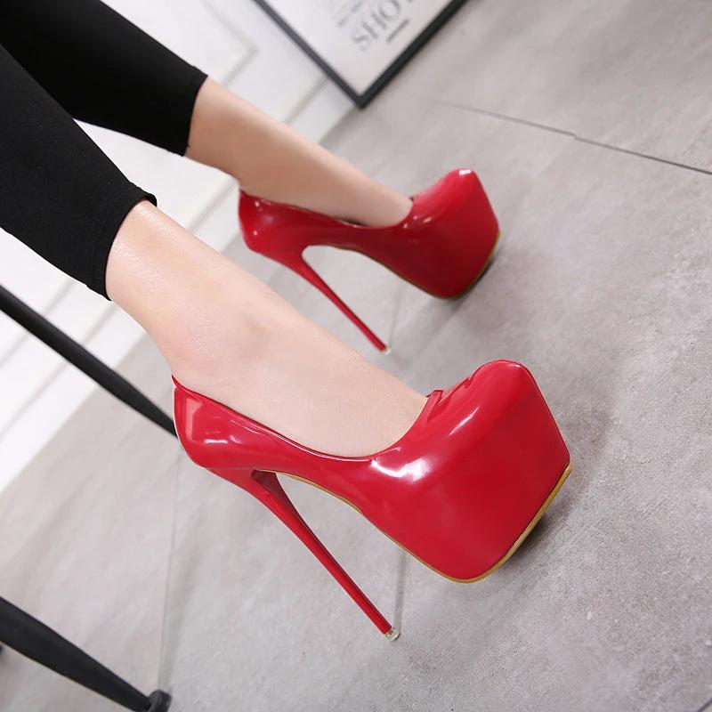 Spring Autumn Sexy Wedding Fetish Round Toe Woman Pumps Platform Very High Heel Pumps by GJG Denim