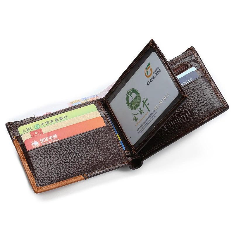 Genuine Leather Men's Patchwork Wallet by GJG Denim