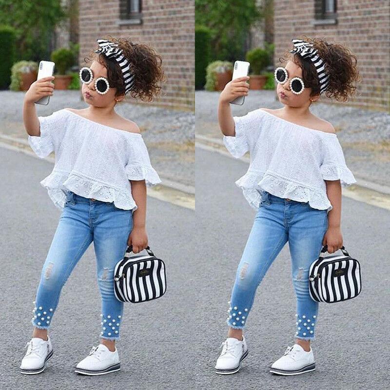 Shirt Shorts Girls Girl Kids Clothes For Baby Set Children by GJG Denim