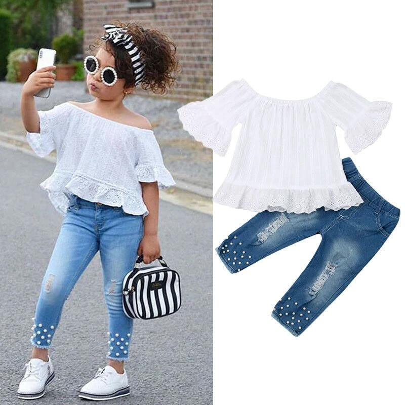 Shirt Shorts Girls Girl Kids Clothes For Baby Set Children by GJG Denim