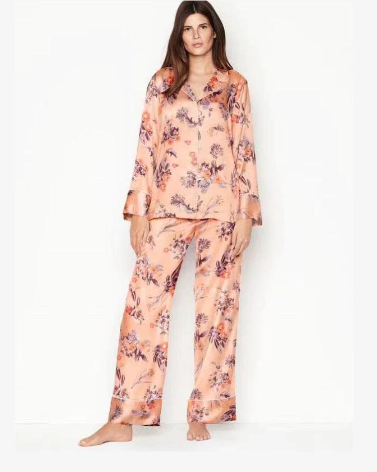 Imitation Ice Silk Pajamas Women Spring And Autumn Long-sleeved Trousers by GJG Denim