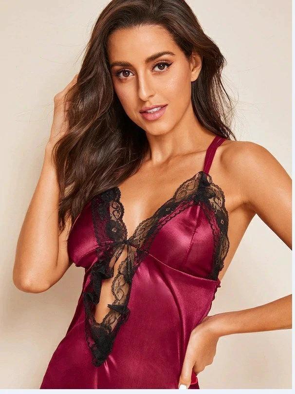 Pajamas Women Summer Sexy Thin Suspenders Nightgown by GJG Denim