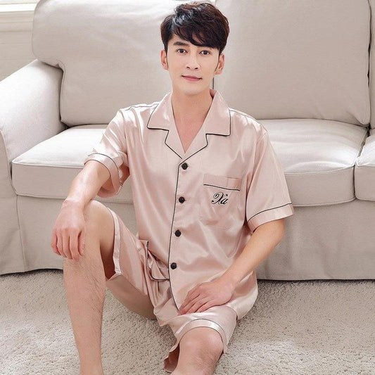 Men's Silk Pajamas Short-sleeved by GJG Denim