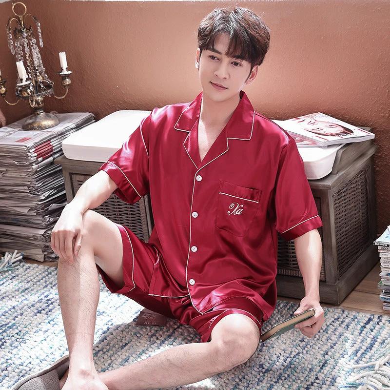 Men's Silk Pajamas Short-sleeved by GJG Denim