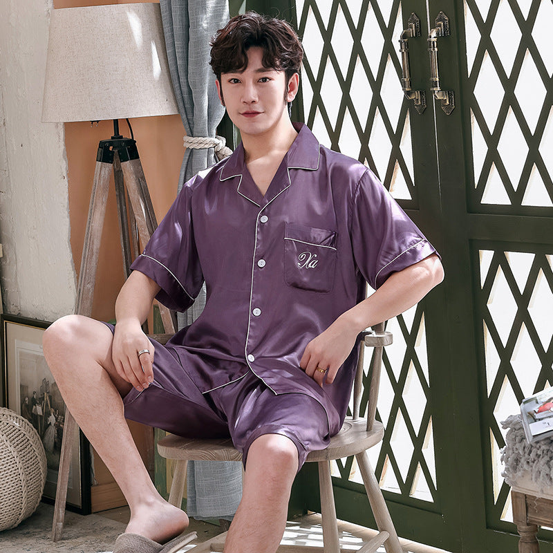 Men's Silk Pajamas Short-sleeved by GJG Denim