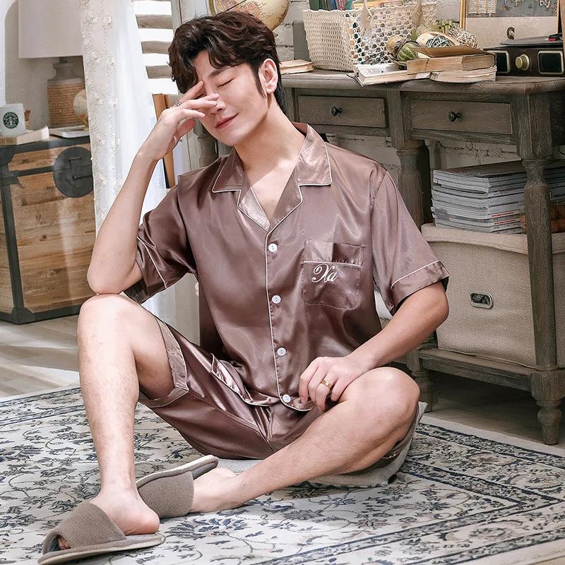 Men's Silk Pajamas Short-sleeved by GJG Denim