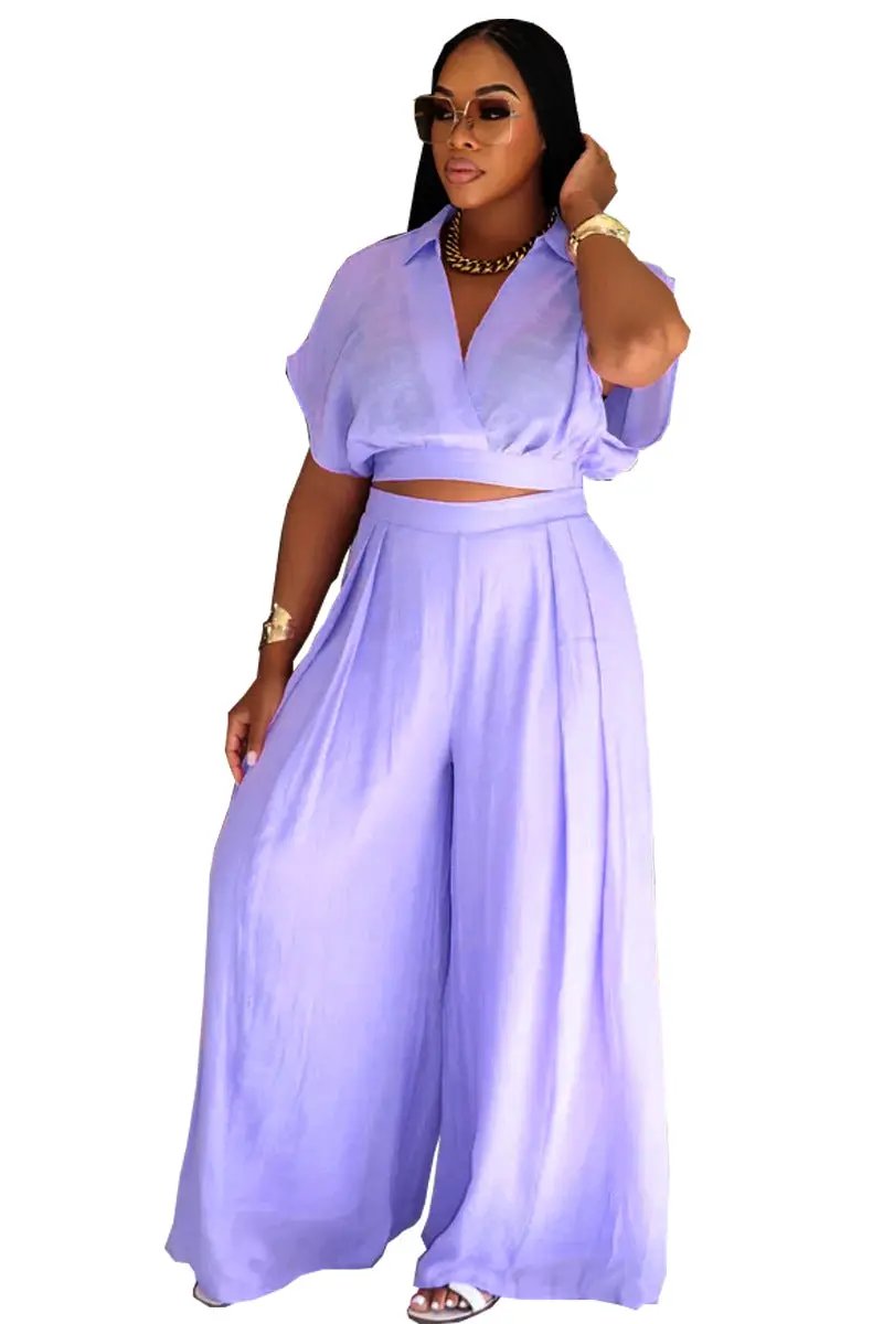 Solid-color Lapel Fashionable Loose-fitting Womens Set by GJG Denim