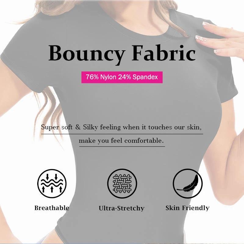 USA Warehouse Shipping Going Out T Shirt Tops Second-skin Feel Recycle Shapewear Crew Neck Short Sleeve Bodysuit For Women by GJG Denim