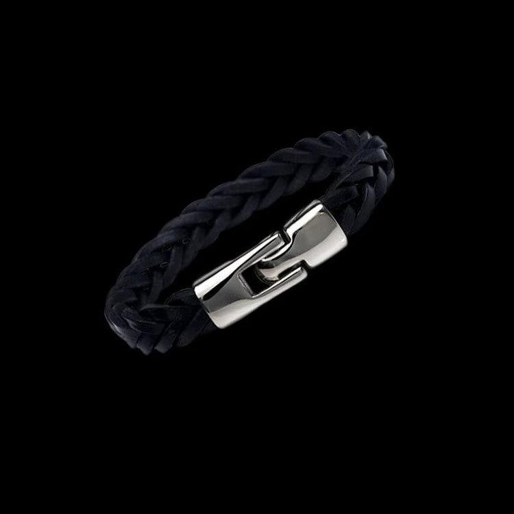 Leather Alloy Vintage Hand-woven Bracelet For Men by GJG Denim