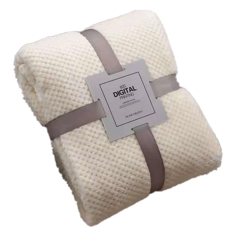Pure Color Mesh Pineapple Grid Fleece Blanket by GJG Denim