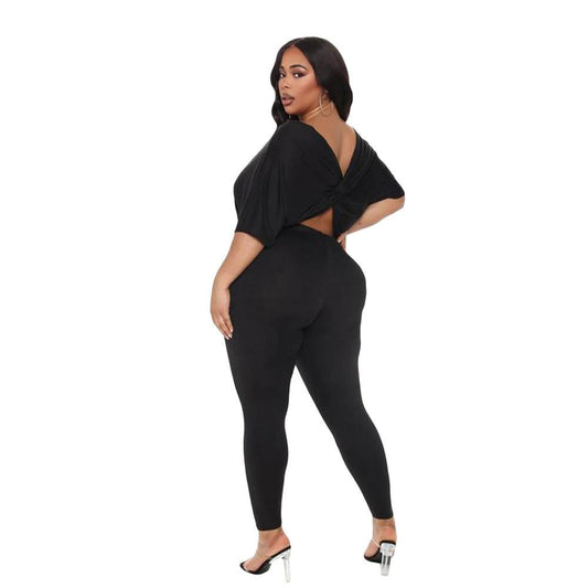 Twist Backless T-Shirt Pants Set by GJG Denim