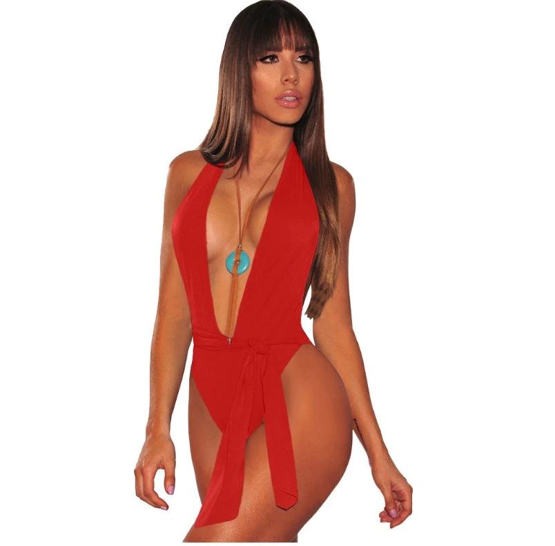 one-piece swimsuit women low-cut bikini by GJG Denim