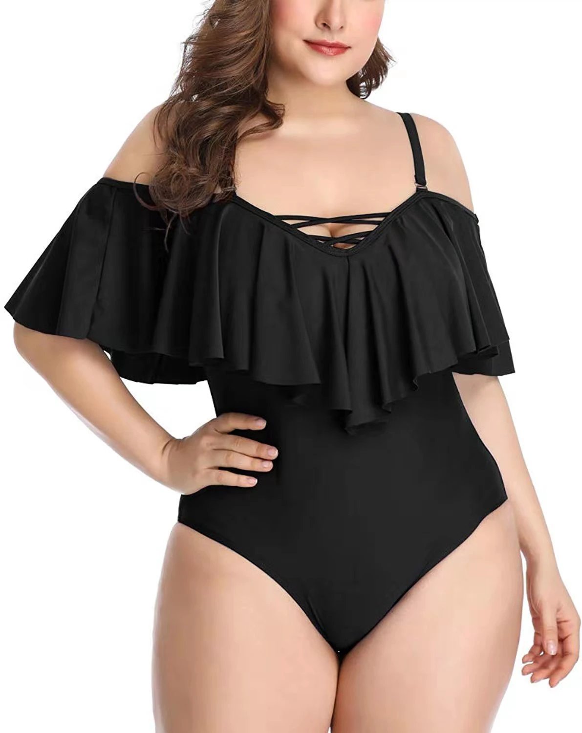 Ruffled plus size slimming bikini by GJG Denim