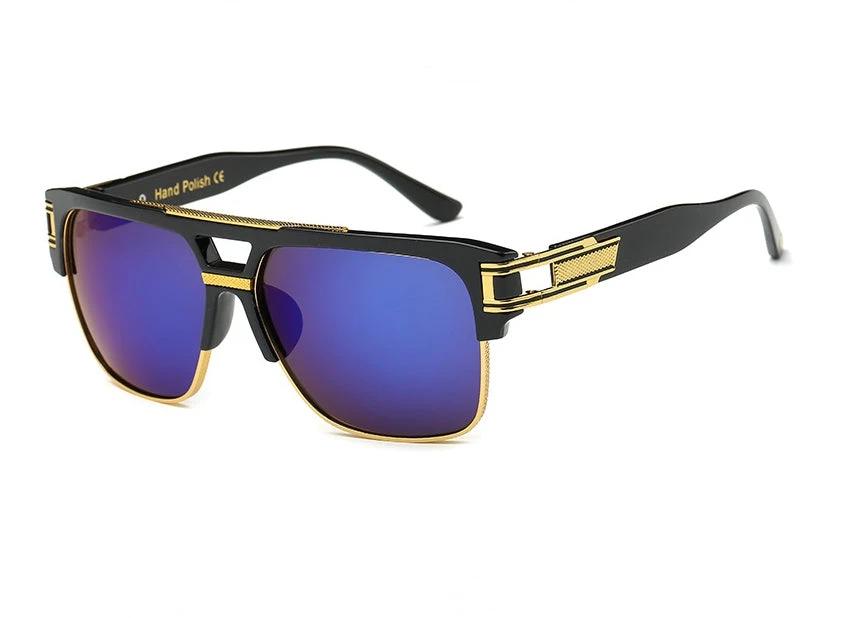 Men's Square Retro Colorful Reflective Sunglasses by GJG Denim