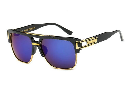Men's Square Retro Colorful Reflective Sunglasses by GJG Denim