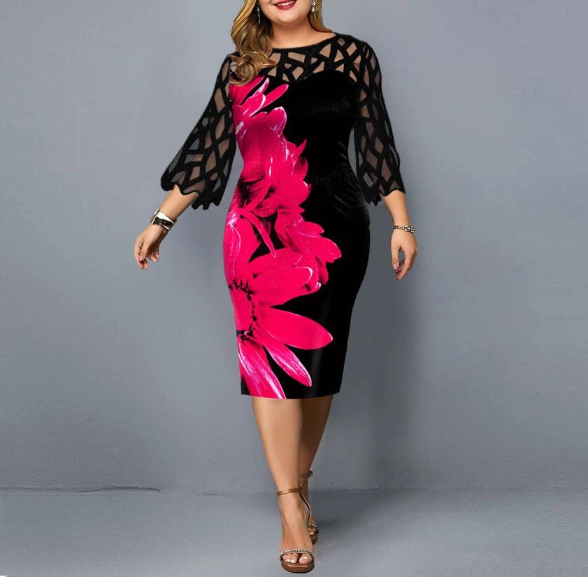 Lace Stitching Plus Size Women Dress by GJG Denim