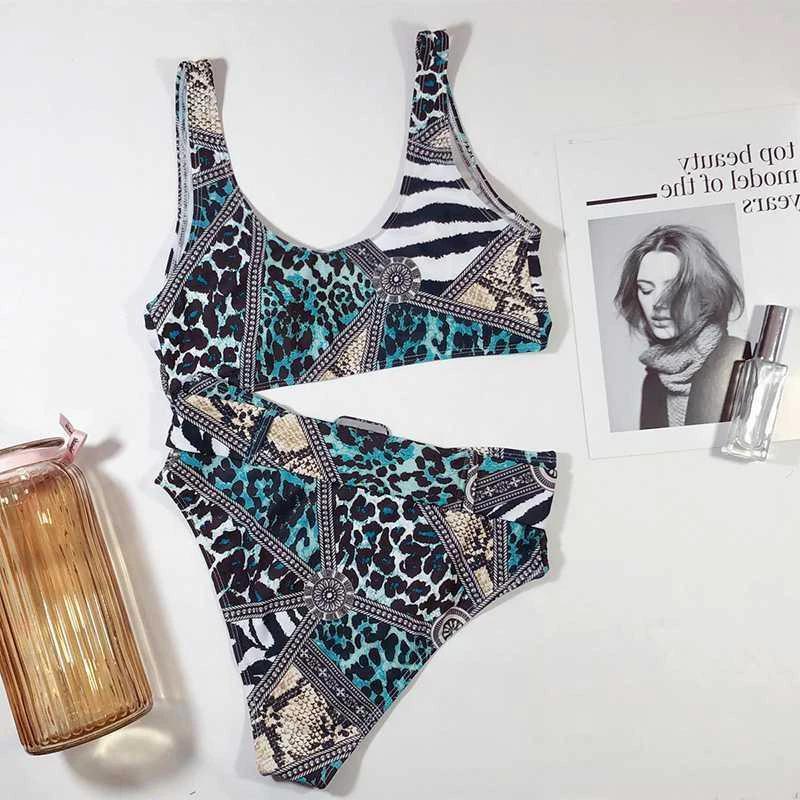 U-neck snake swimsuit ladies bikini swimsuit by GJG Denim