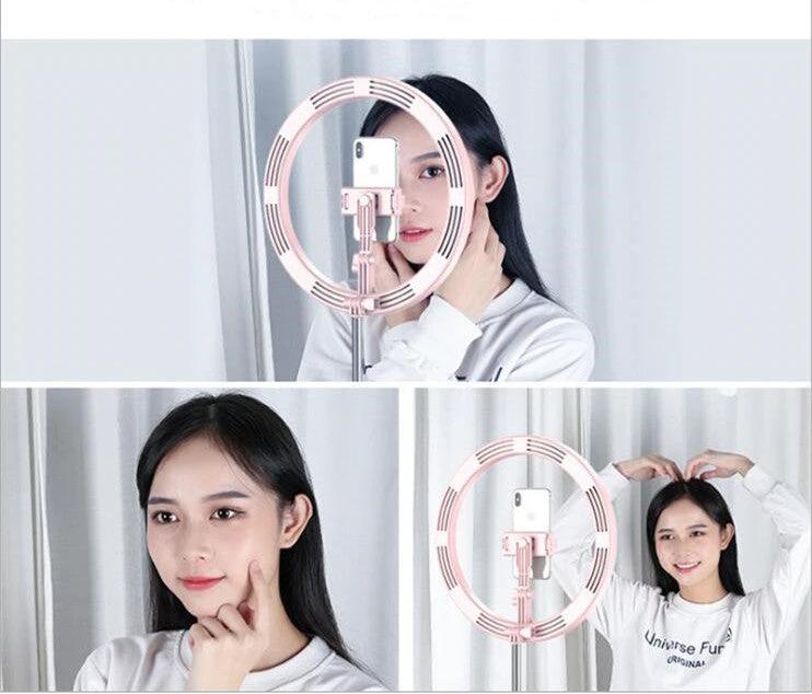 Compatible with Apple, Dimmable Light Selfie Ring LED 10 inch Video Studio Photography Lighting Portable for Youtube Vlog Live Photo with Tripod by GJG Denim