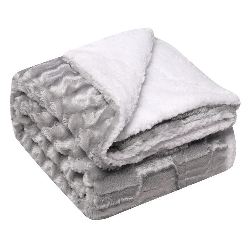 Thickened Flannel Lamb Wool Composite Double Leisure Blanket by GJG Denim