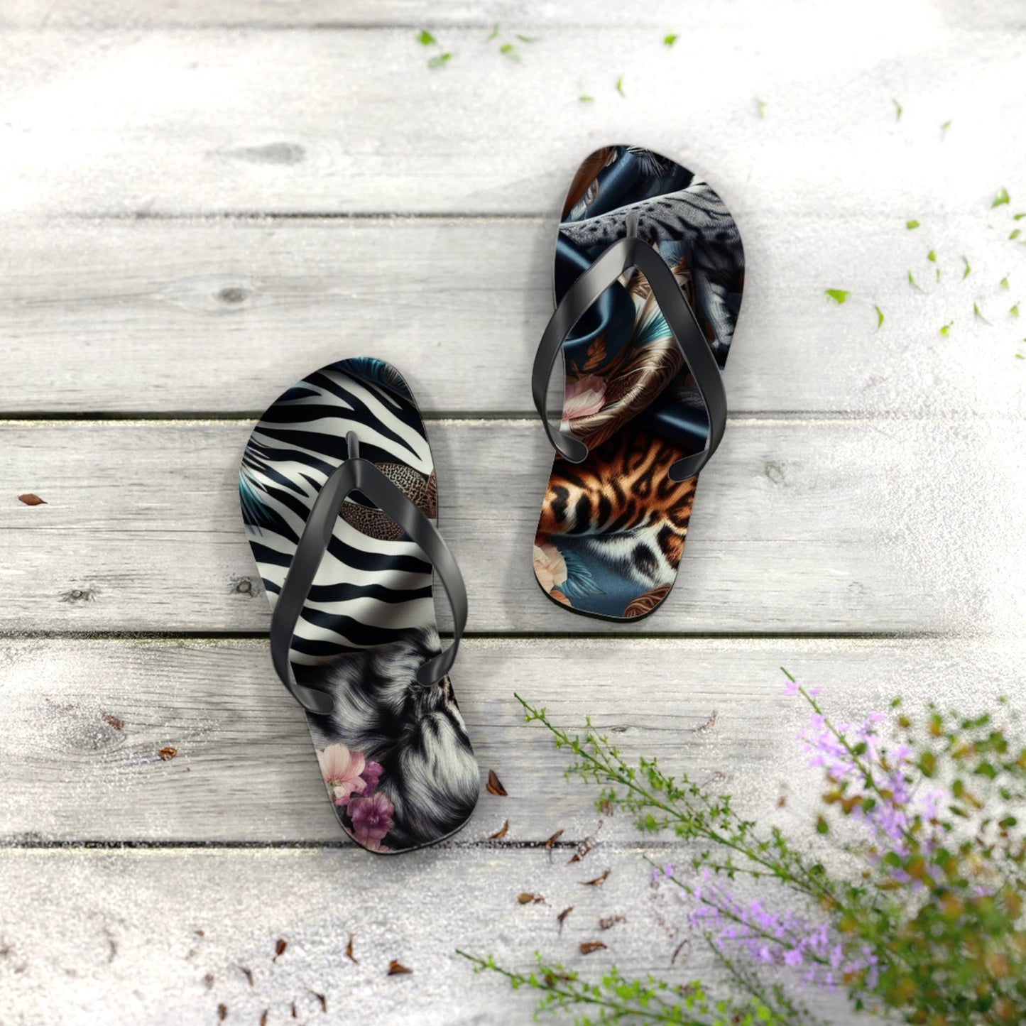 Boho Chic Flip Flops - Trendy Summer Footwear for Beach Days, Pool Parties, Casual Outings, Vacation Essentials, Gift for Her by Printify