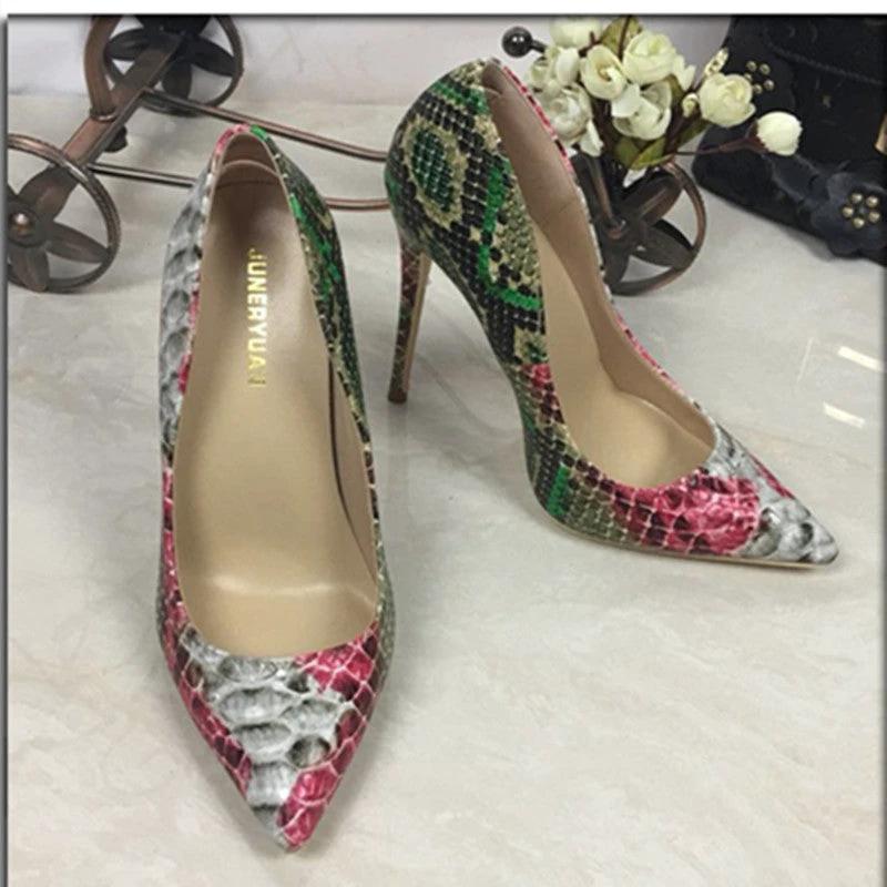 Snakeskin Pumps Leather Shoes by GJG Denim