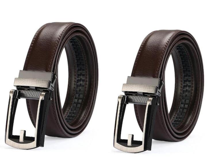 Men's Automatic Buckle Two-layer Cowhide Leather Belt by GJG Denim