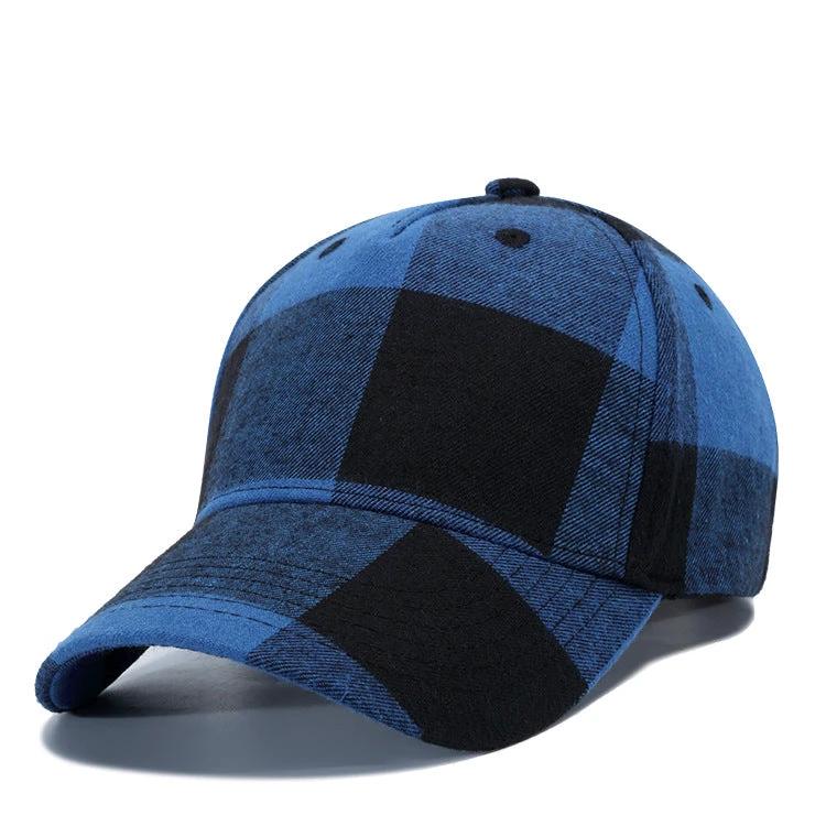 Checkered Peak Baseball Hat For Men by GJG Denim