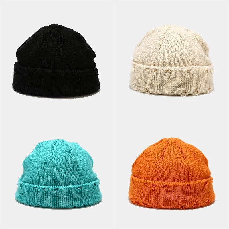 Men's Hole Knitted Beanie by GJG Denim