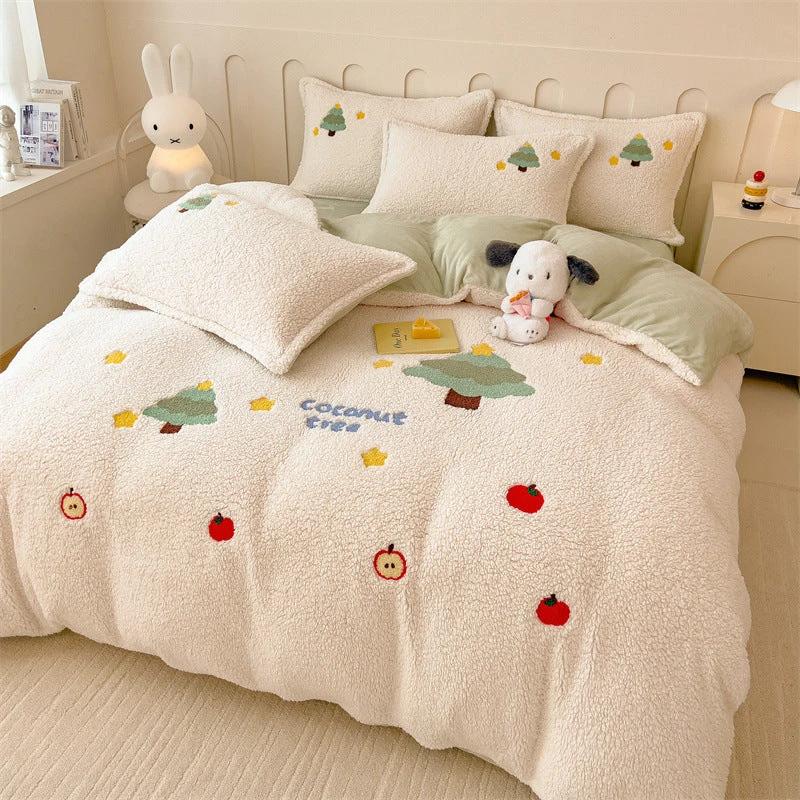 Plush Towel Embroidery Duvet Cover Four-piece Set by GJG Denim