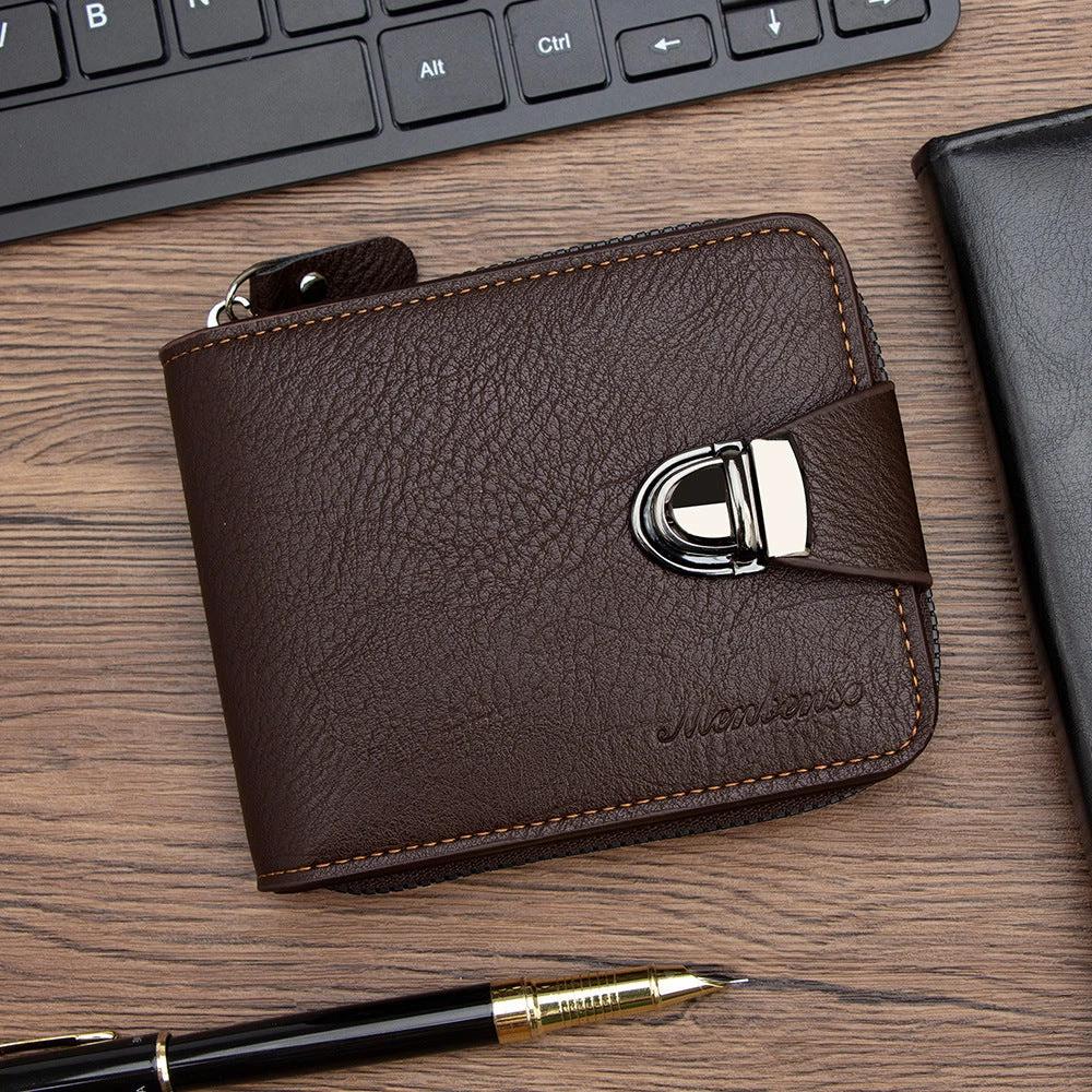 Multifunctional Multiple Card Slots Zipper Wallet For Men by GJG Denim