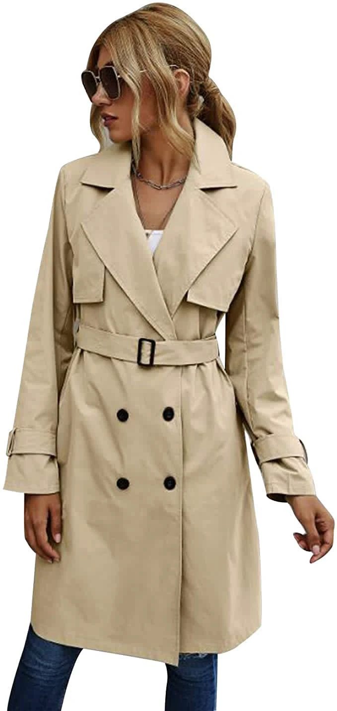 European And American Autumn Women's Double Breasted Fashion Casual Trench Coat by GJG Denim