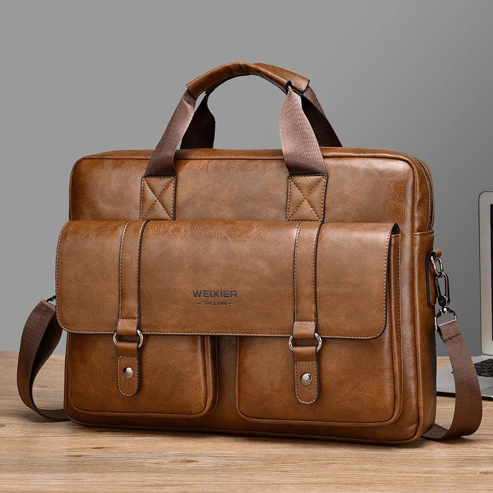 Men's Business Large-Capacity Shoulder Crossbody Briefcase by GJG Denim