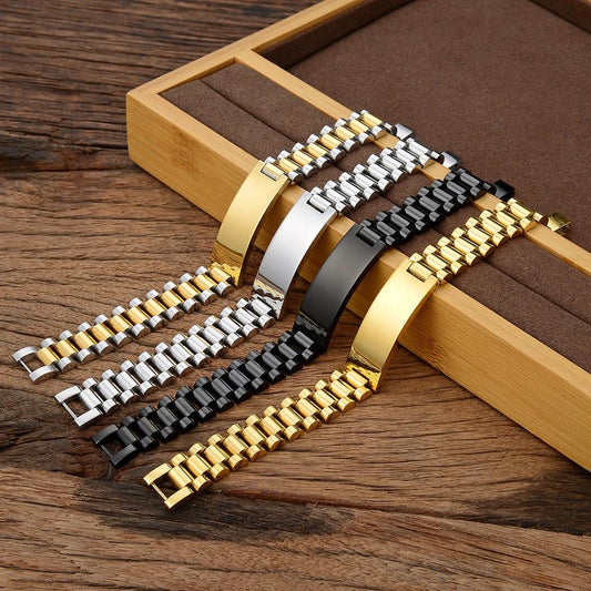 A Sleek Fashion Forward Alloy Bracelet For Men by GJG Denim