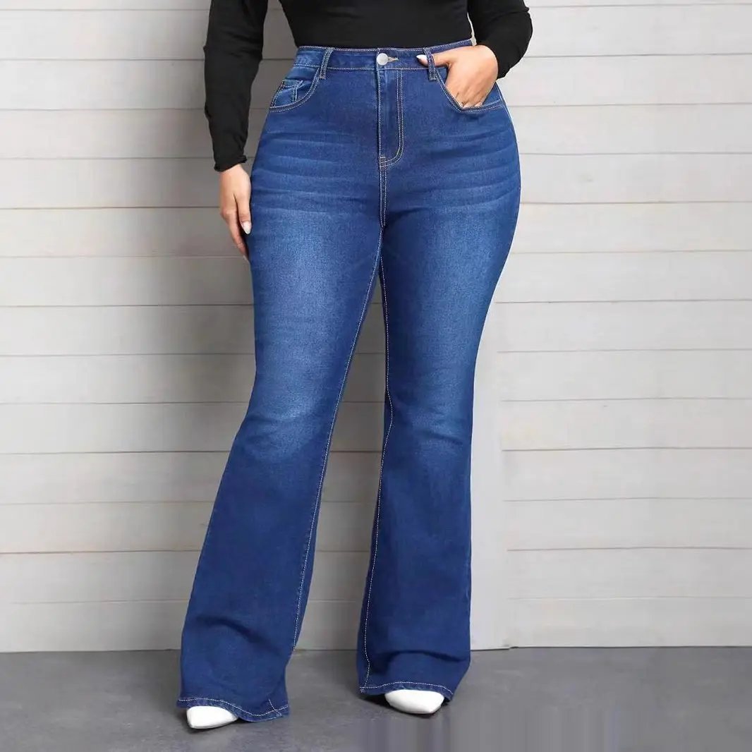 Blue Mid-rise Flared Jeans In-stock For Women Available On Our Independent Website by GJG Denim