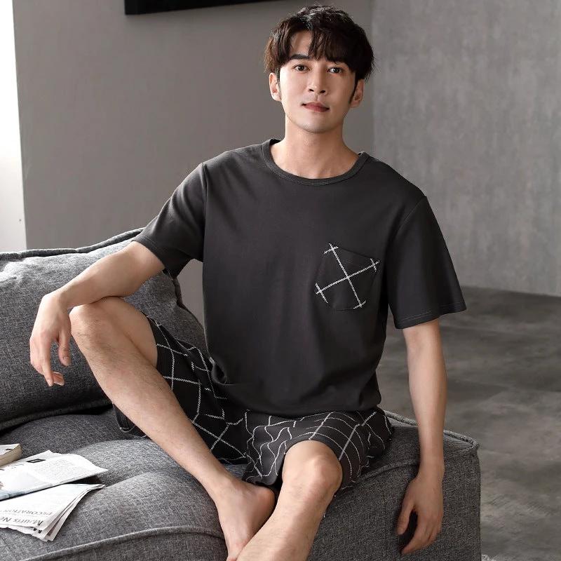 Men's Cotton Short Sleeve Pajama Set by GJG Denim