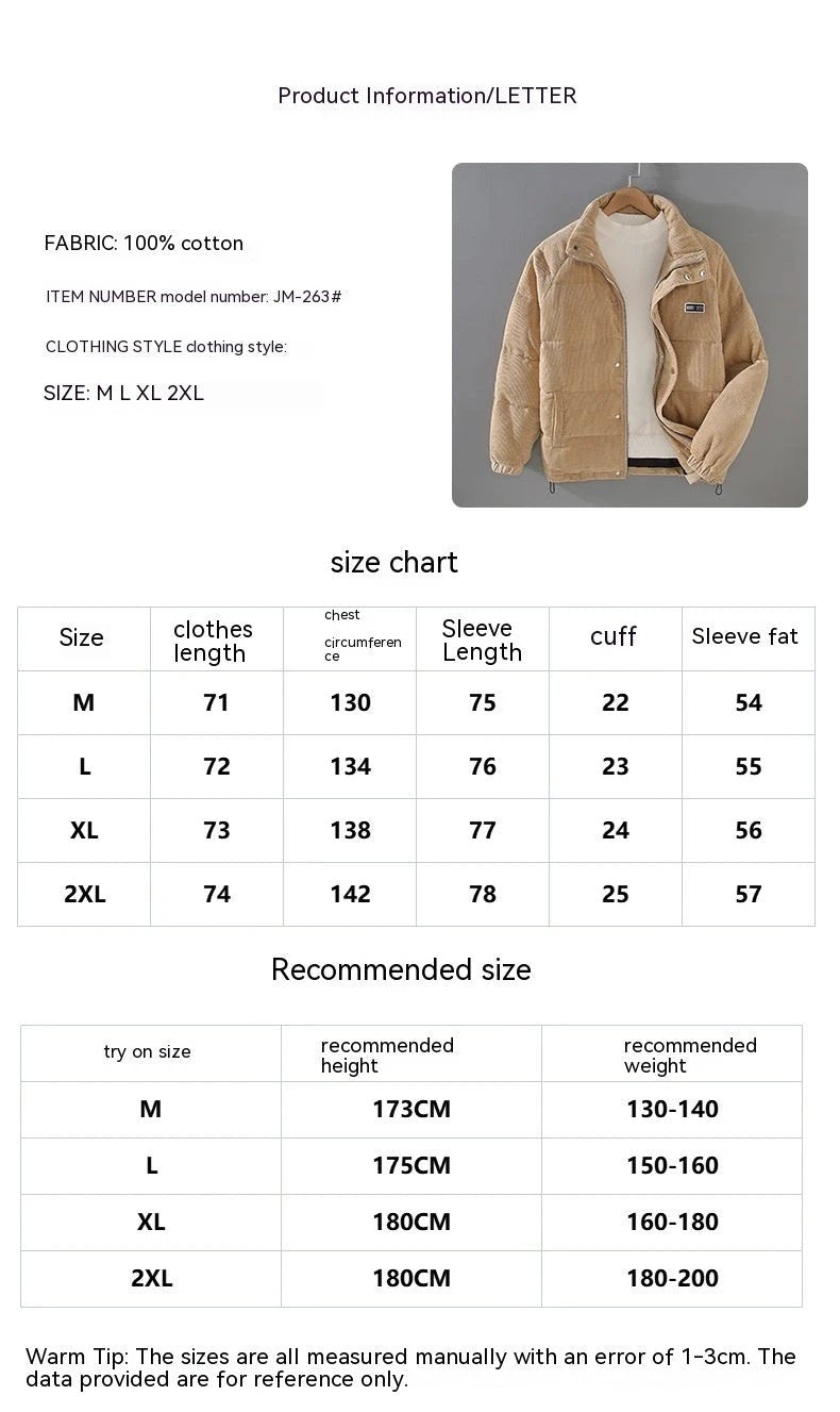 Men's Puffer Jacket Coat Outerwear by GJG Denim