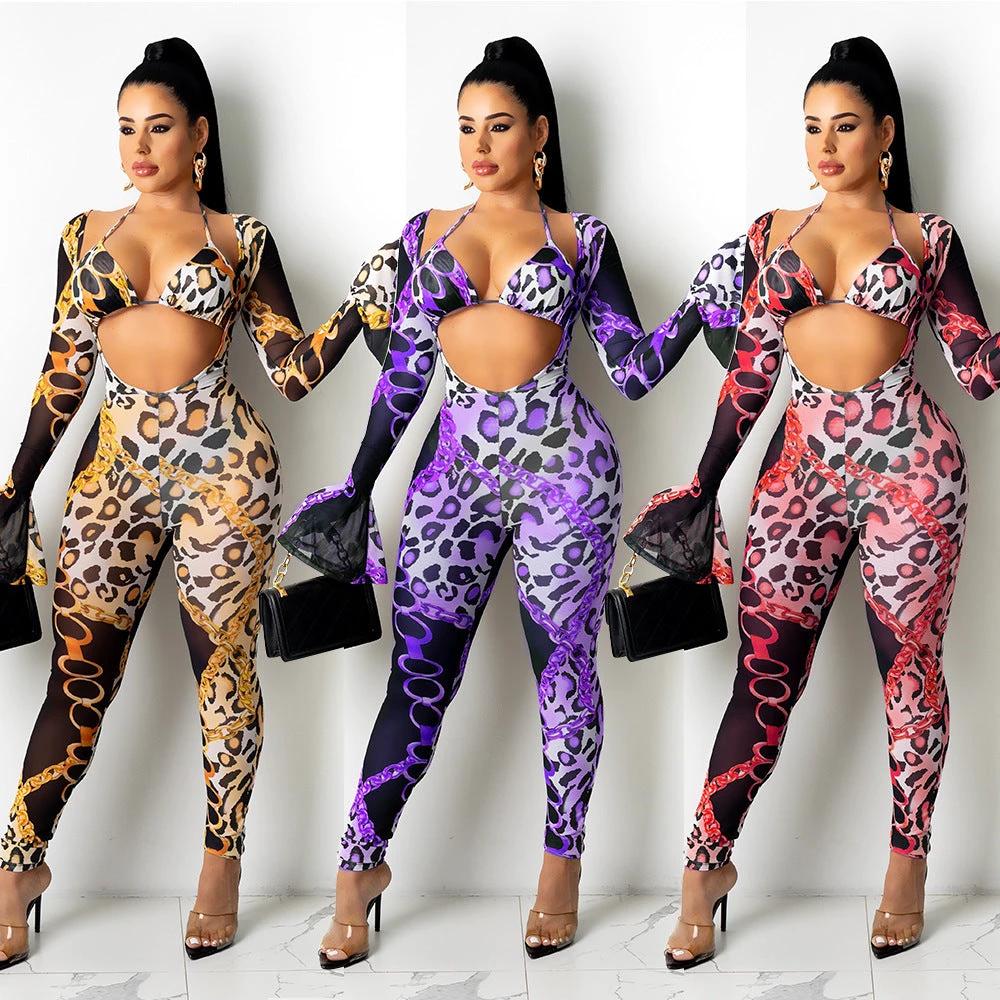 Mesh See-through Printed Two-piece Set by GJG Denim