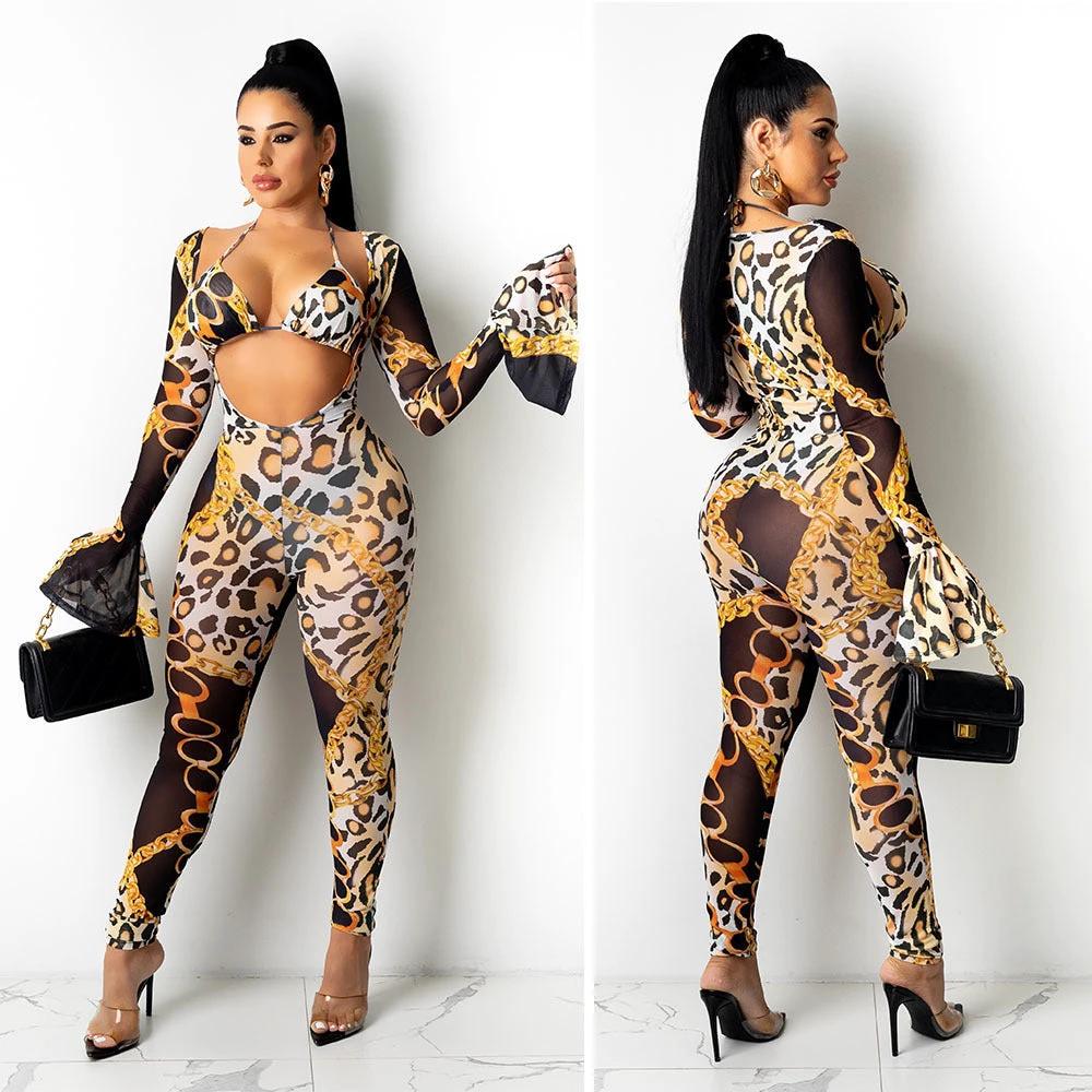 Mesh See-through Printed Two-piece Set by GJG Denim
