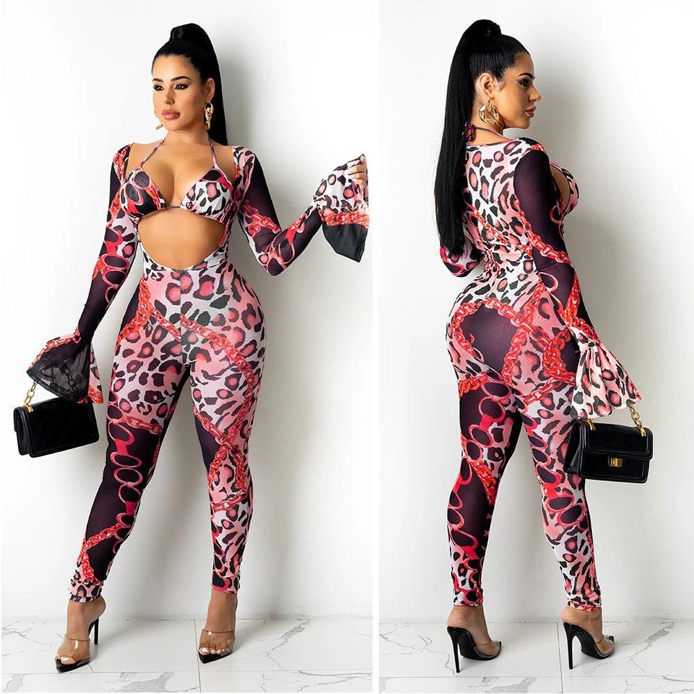 Mesh See-through Printed Two-piece Set by GJG Denim