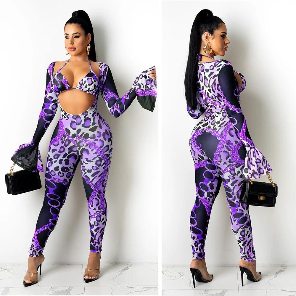 Mesh See-through Printed Two-piece Set by GJG Denim