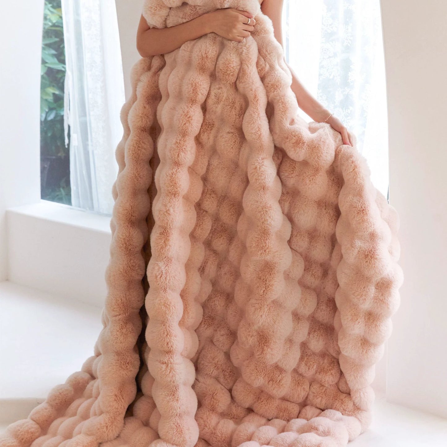 Rabbit Bubble Velvet Thickened Nap Blanket by GJG Denim