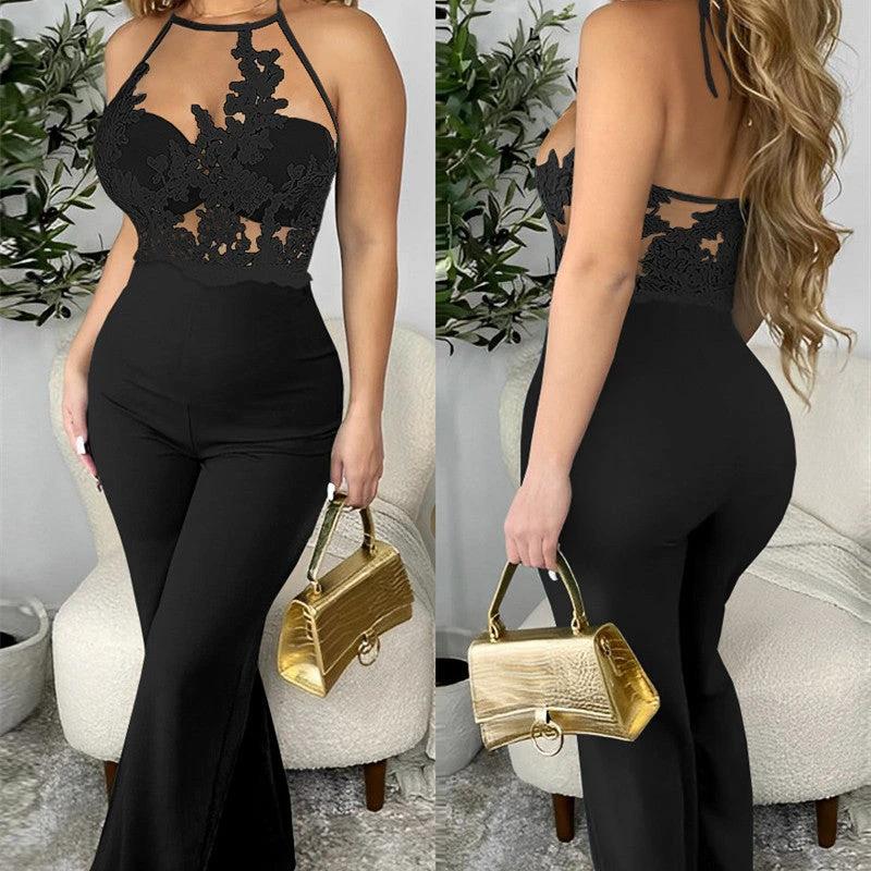 Ladies' Mesh Stitching Tight Jumpsuit by GJG Denim