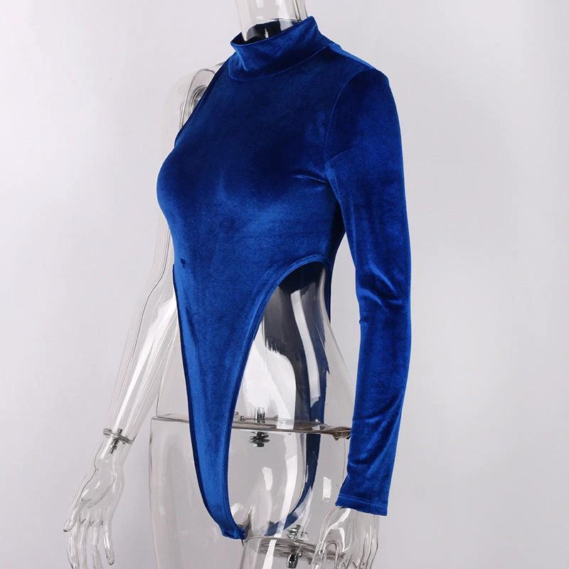 Turtleneck Velvet Bodysuit by GJG Denim