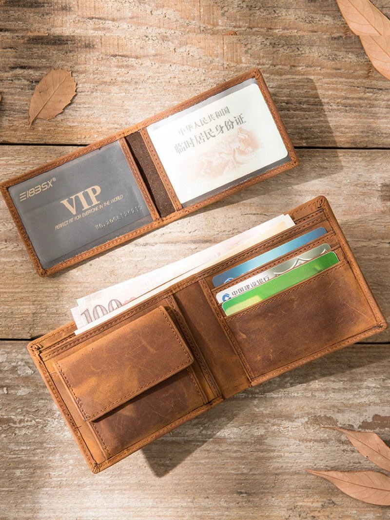 Full-grain Cowhide Vintage-style Wallet For Men by GJG Denim