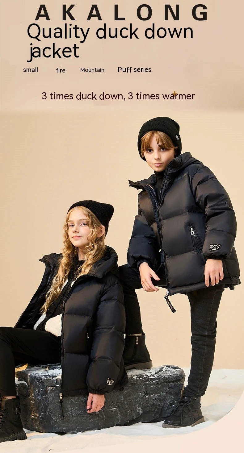 Trendy Best-selling Black Gold Children's Down Jacket by GJG Denim