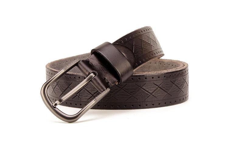 Men's Leather Pin Buckle Belt by GJG Denim