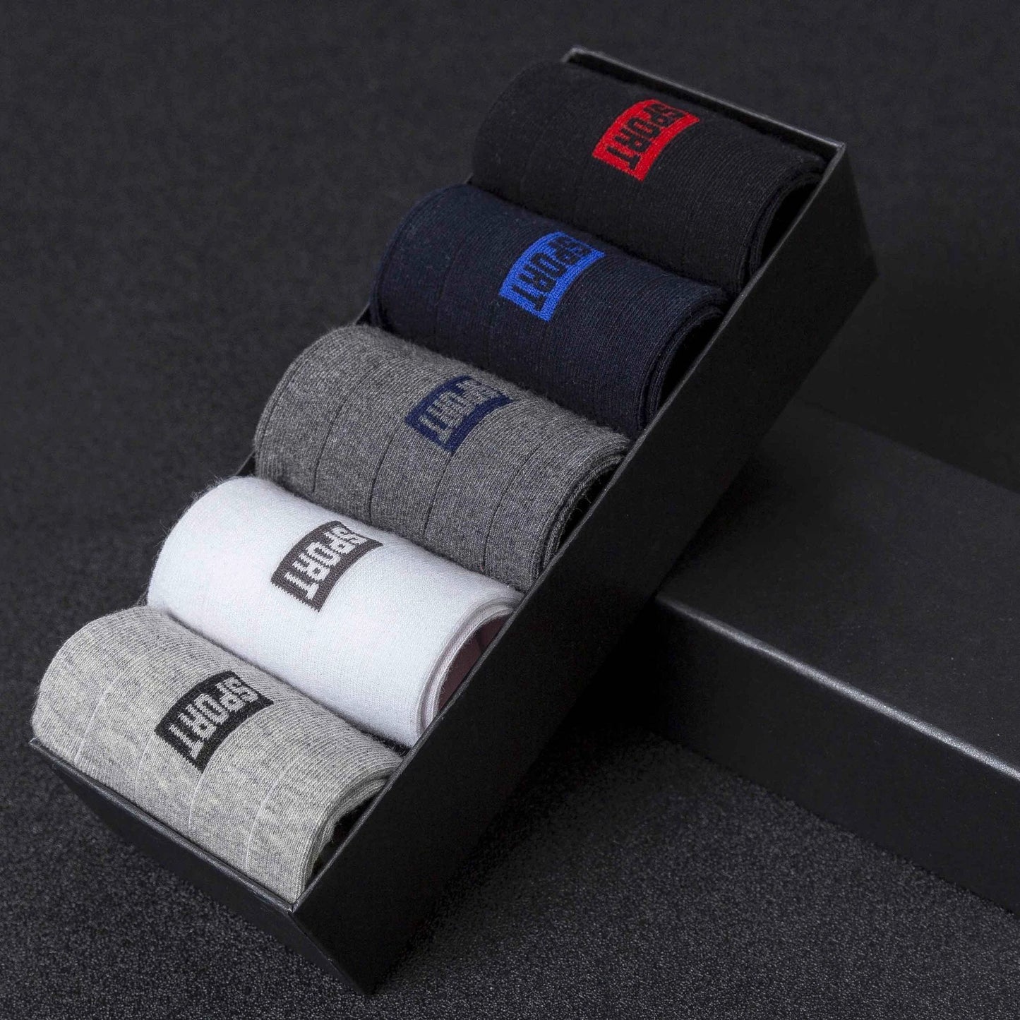 Men's 5 Pairs Breathable Cotton Mid-Tube Sweat-Absorbent Casual Trendy Socks by GJG Denim