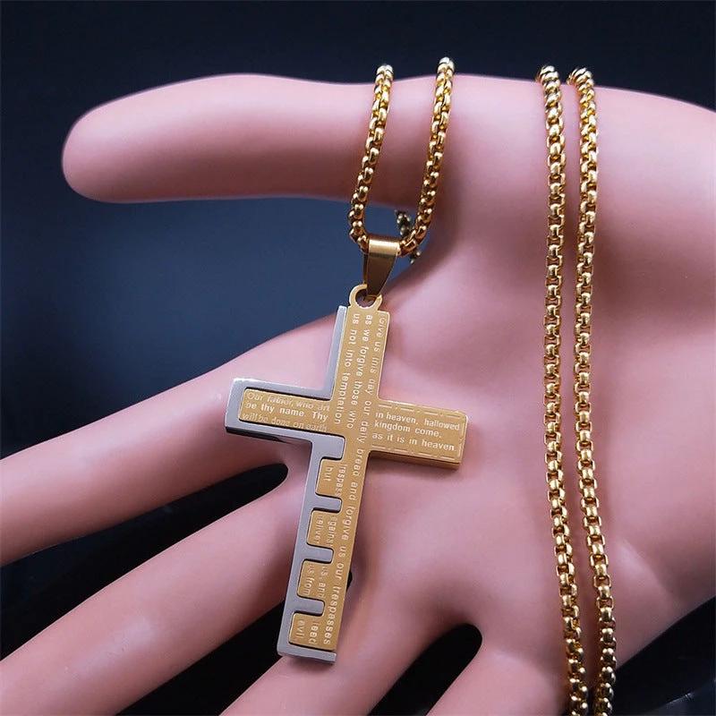 Stainless Steel Cross Necklace For Men by GJG Denim